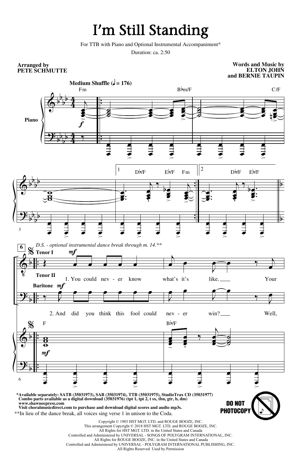 Produktbild zu: I'm Still Standing (arr. Pete Schmutte)