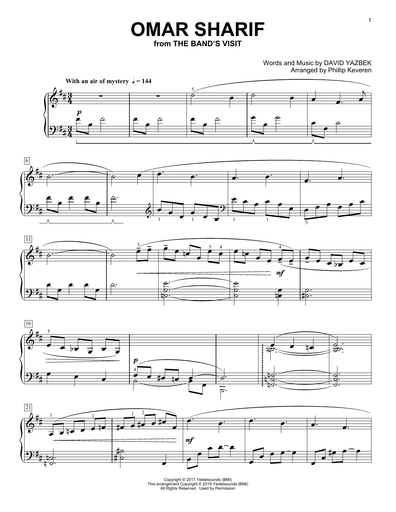 Produktbild zu: Omar Sharif [Classical version] (from The Band's Visit) (arr. Phillip Keveren)