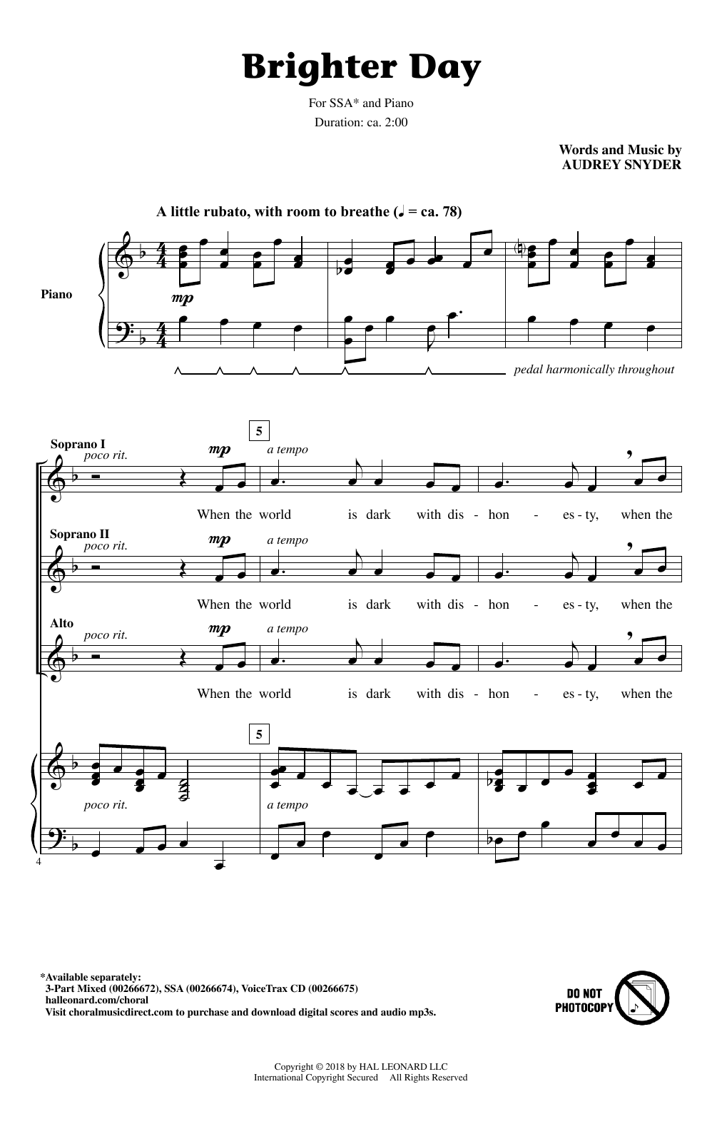 Produktgalerie: Seite 1 von 1 Brighter Day, Audrey Snyder, Chor