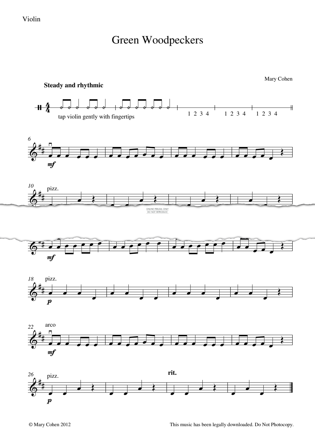 Produktgalerie: Seite 1 von 1 Green Woodpeckers, Mary Cohen, Violine