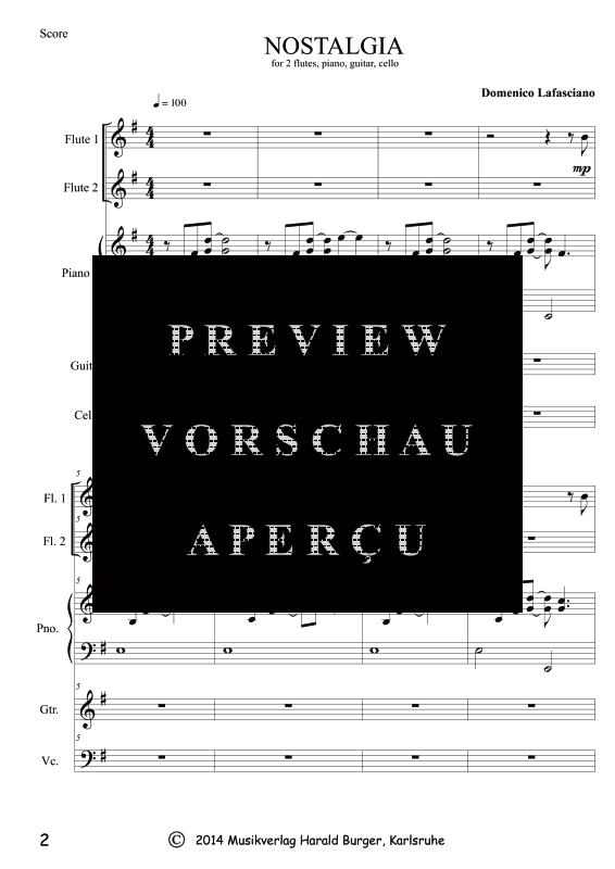 Product gallery: Page 5 of 11 Nostalgia (Partitur), , Mixed ensemble 2 flutes, piano, guitar and cello