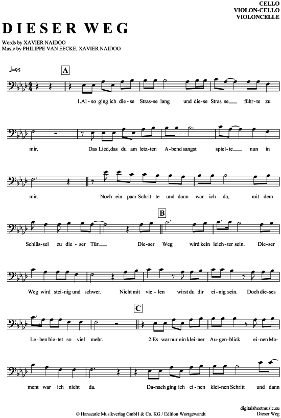 Produktgalerie: Seite 1 von 4 Dieser Weg , Adoro, (Violon-Cello)