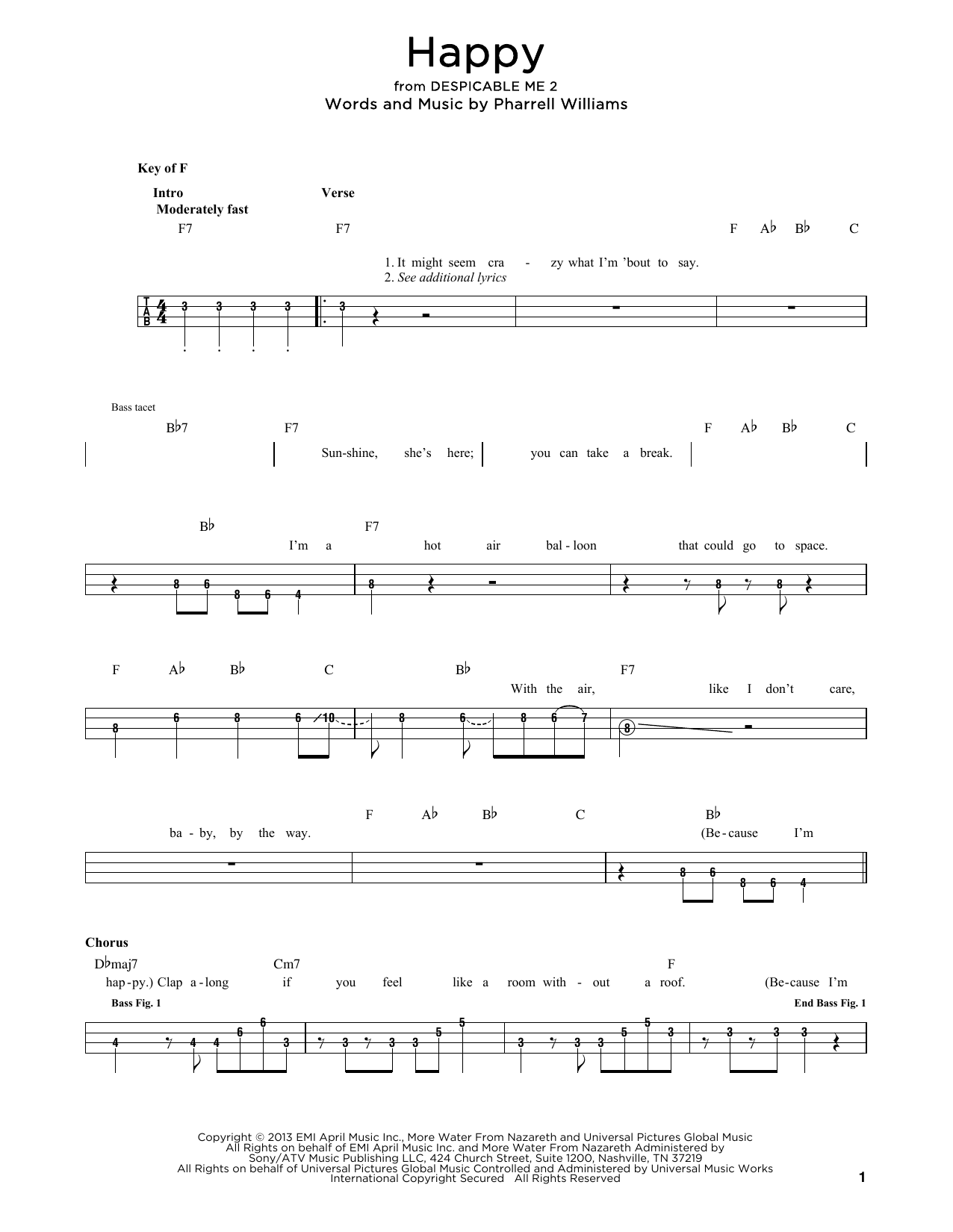 Produktgalerie: Seite 1 von 1 Happy, Pharrell, E-Bass, Gitarre