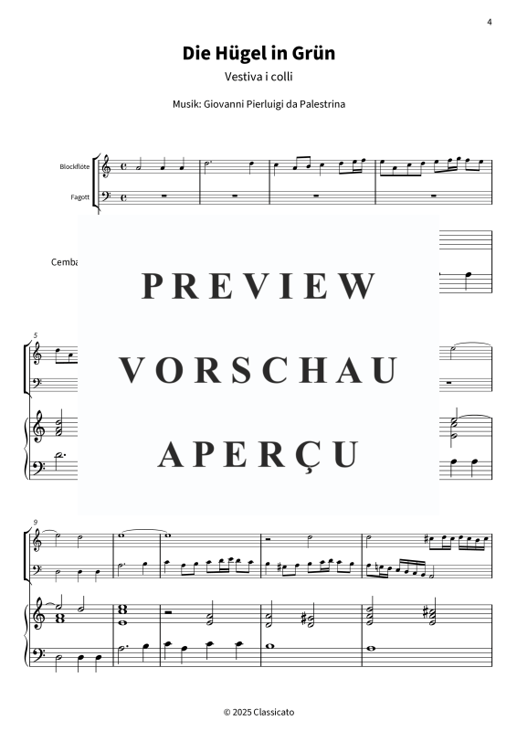 gallery: Die Hügel in Grün - Vestiva i colli - Pastorales Madrigal in drei Stimmen, , Blockflöte, Fagott und Cembalo