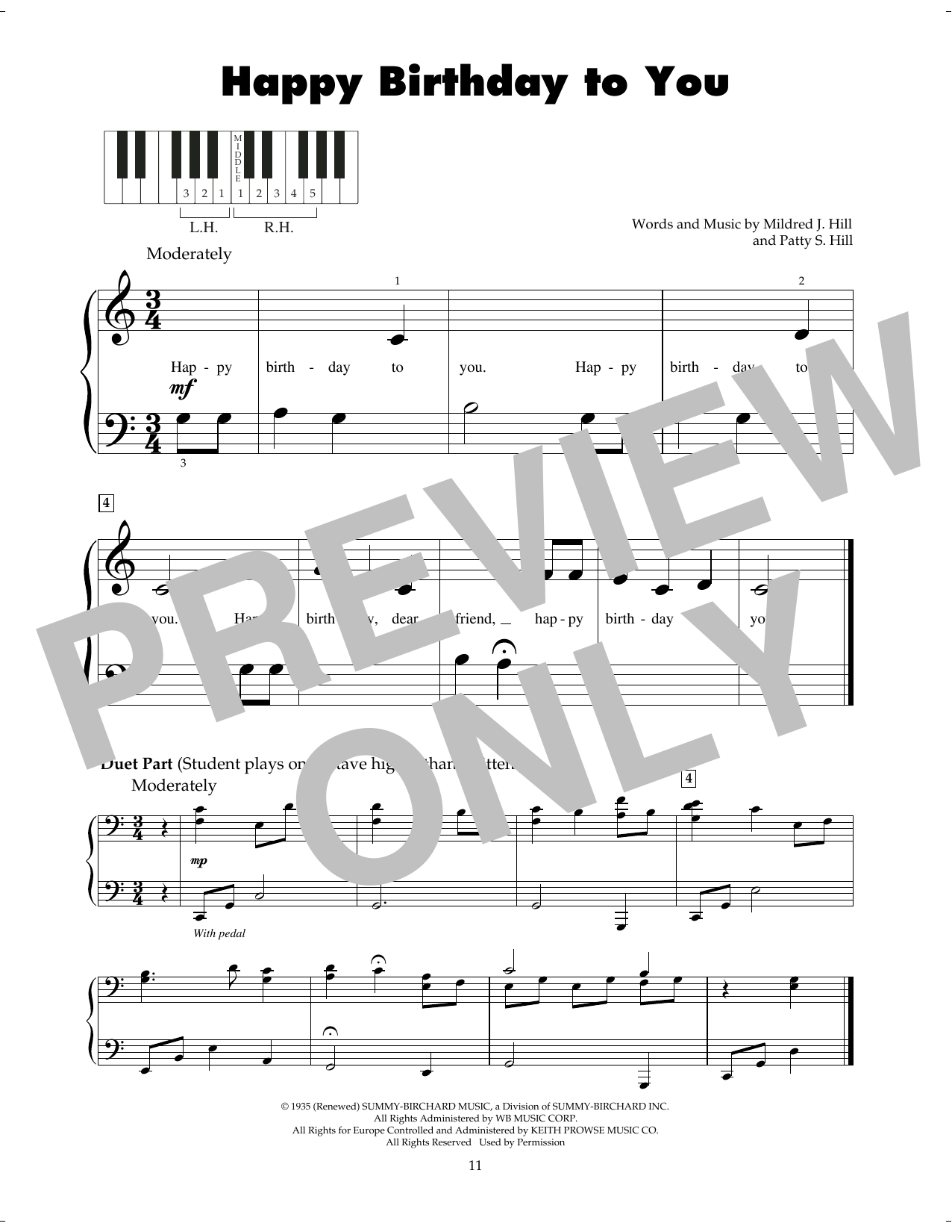 Produktgalerie: Seite 1 von 1 Happy Birthday To You, Mildred J. Hill, Klavier