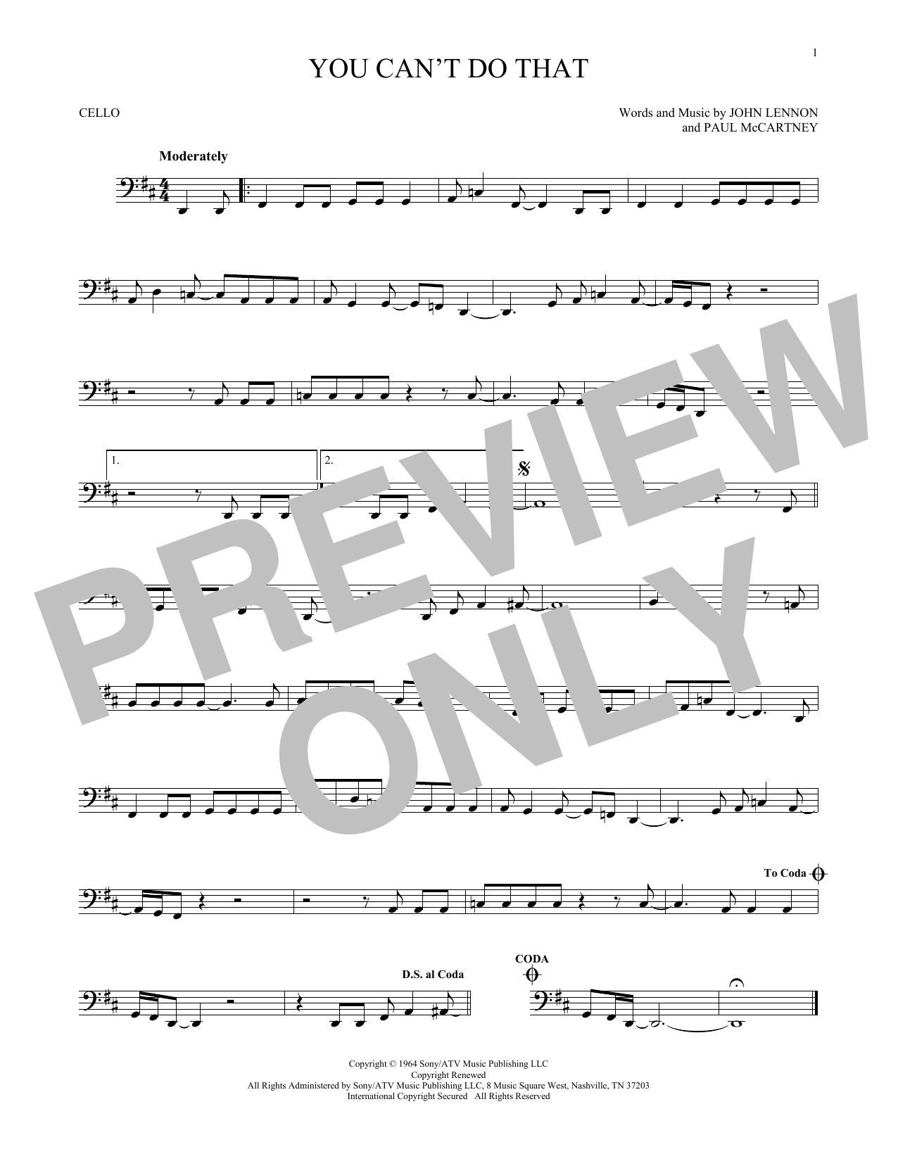 Produktgalerie: Seite 1 von 1 You Can't Do That, The Beatles, Violoncello