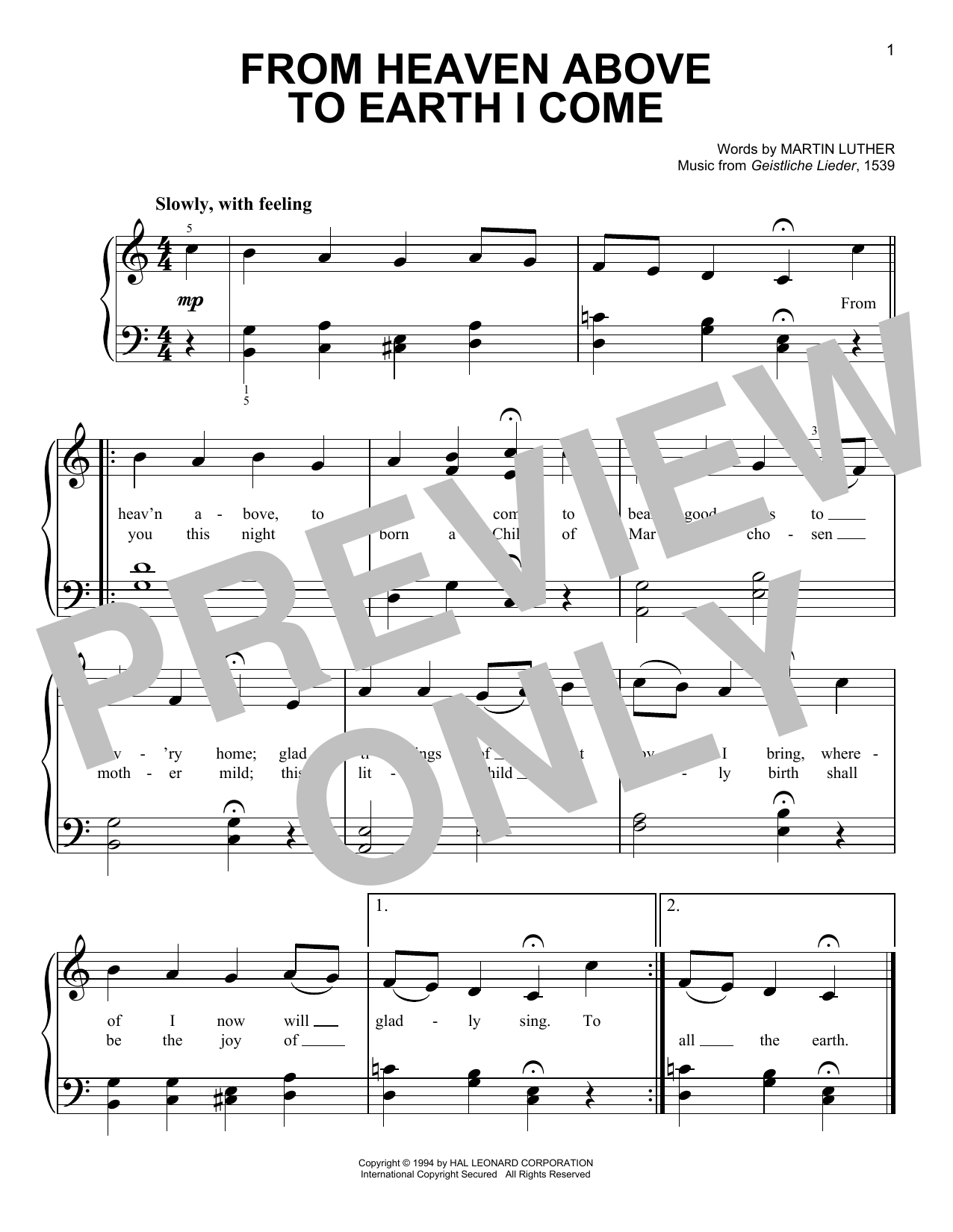 Product gallery: Page 1 of 1 From Heaven Above To Earth I Come, Geistliche Lieder