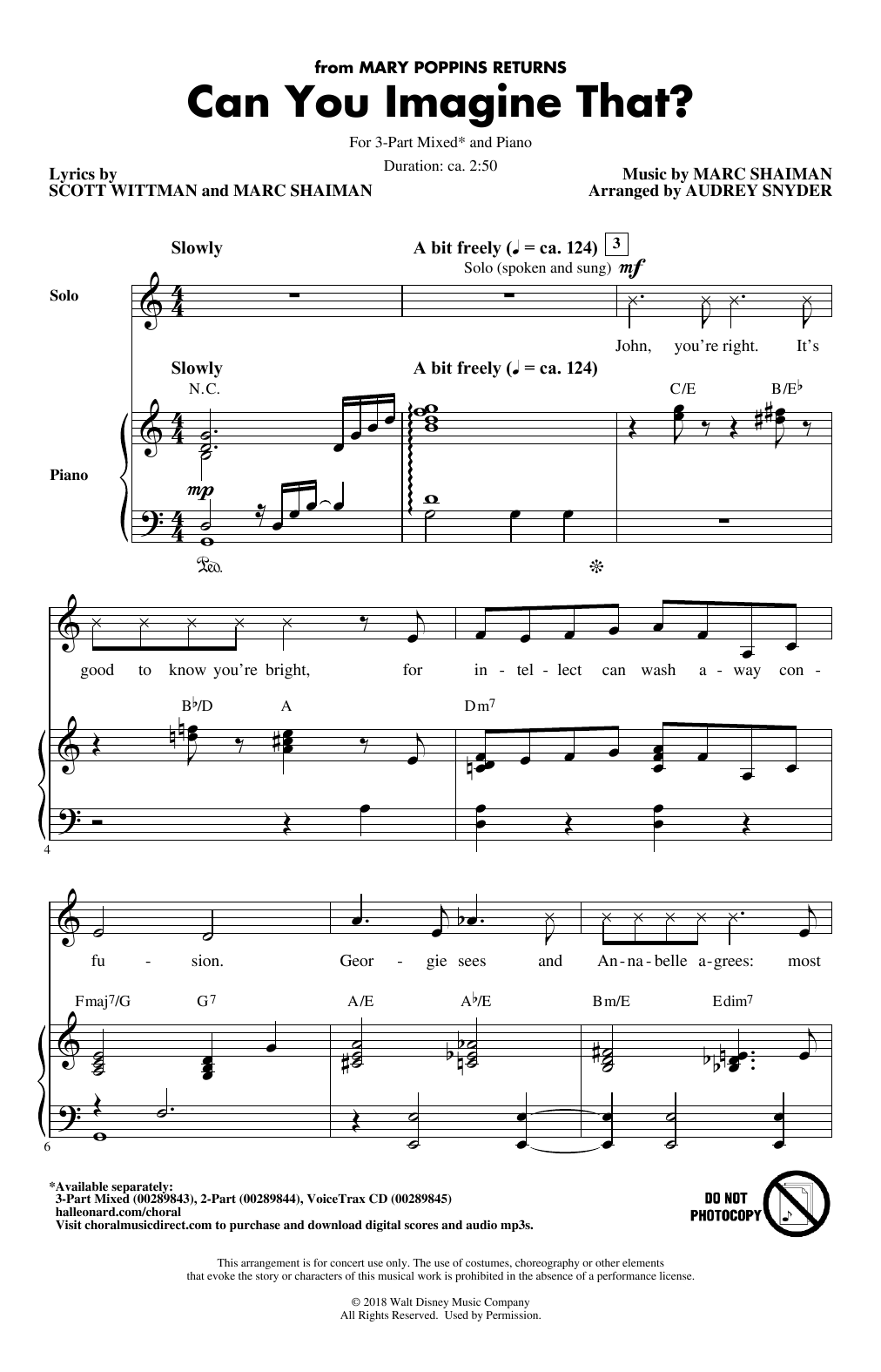 Product picture to: Can You Imagine That? (from Mary Poppins Returns) (arr. Audrey Snyder)