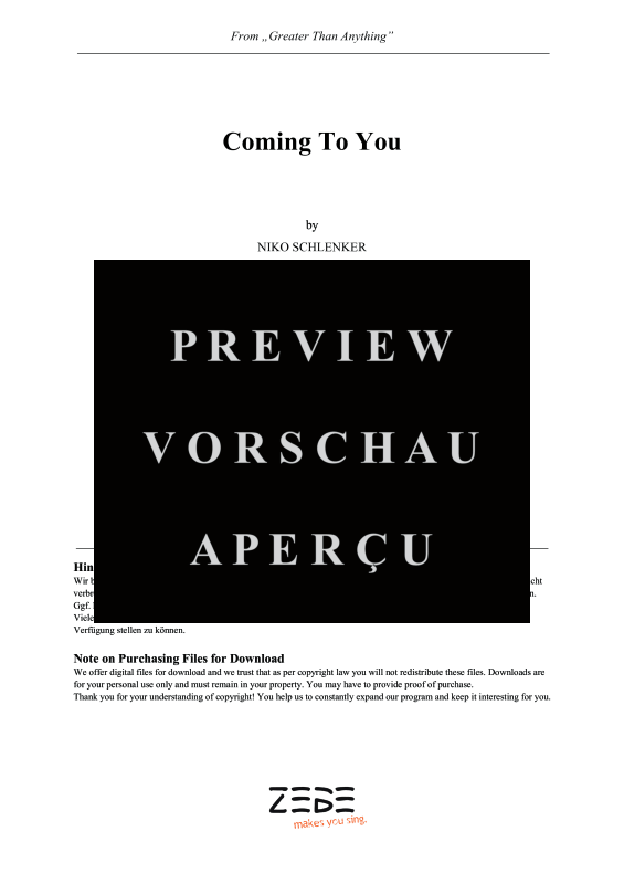 gallery: Coming To You, , Gemischter Chor SAM/Solo opt. und Klavier