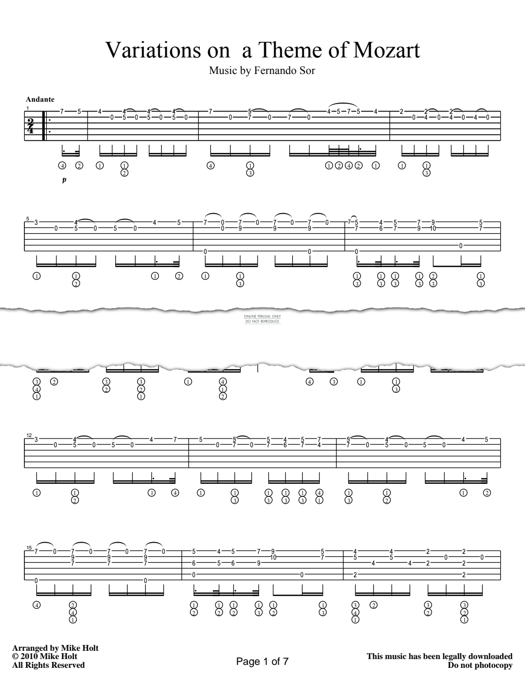 gallery: Variations On A Theme Of Mozart, Fernando Sor