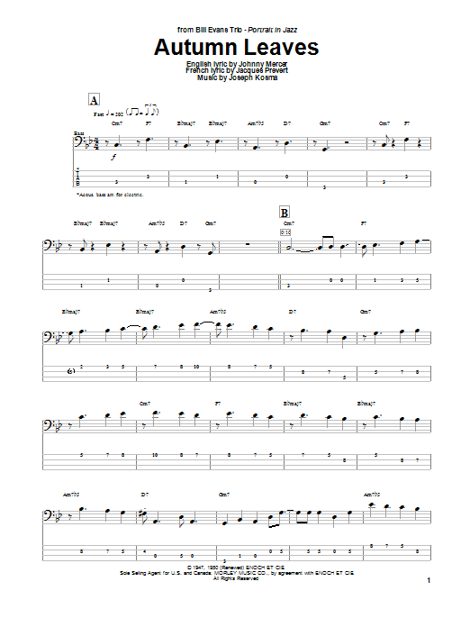 Produktgalerie: Seite 1 von 1 Autumn Leaves, Johnny Mercer, E-Bass