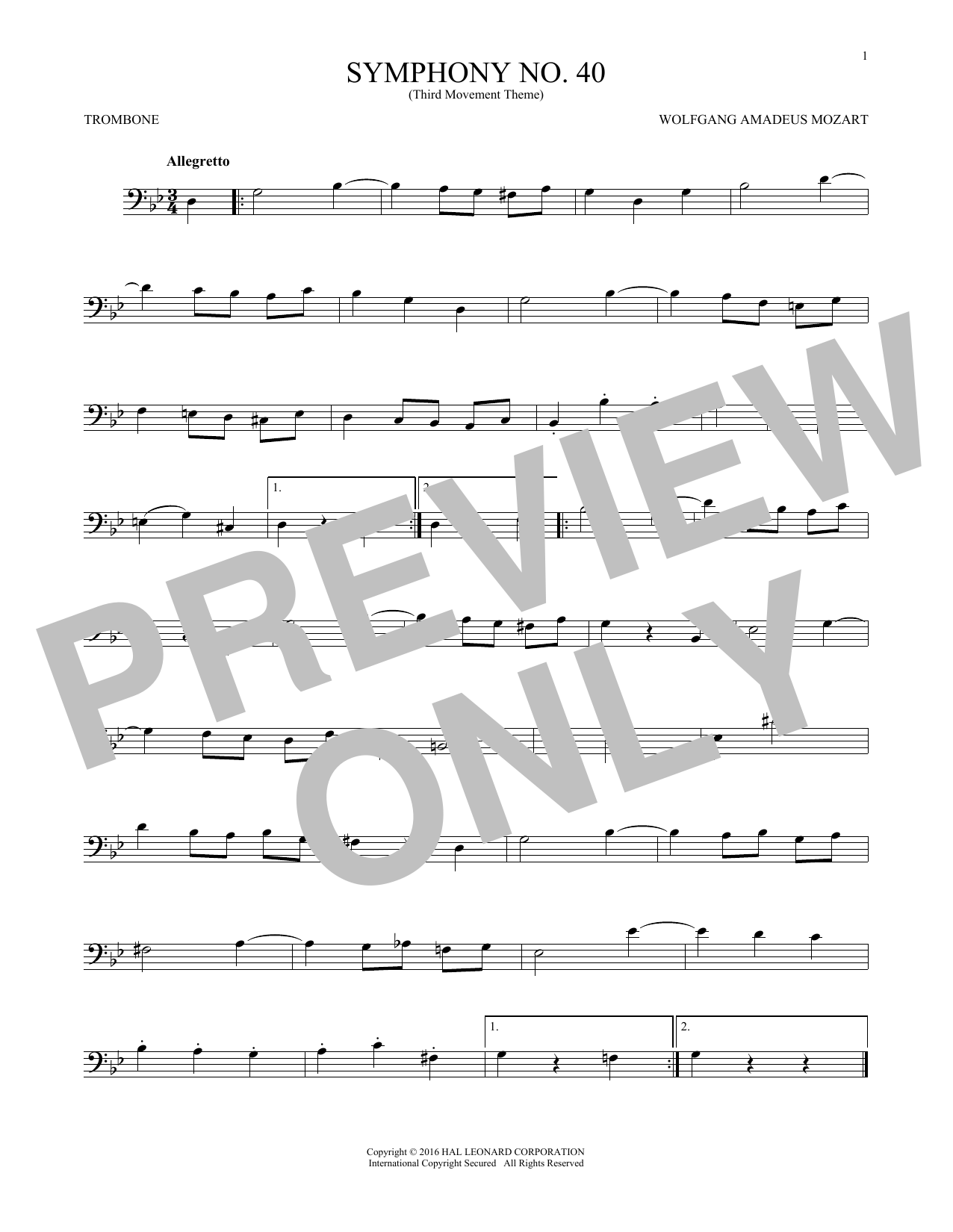 Product gallery: Page 1 of 1 Symphony No. 40 In G Minor, Third Movement ("Minuet"), Wolfgang Amadeus Mozart