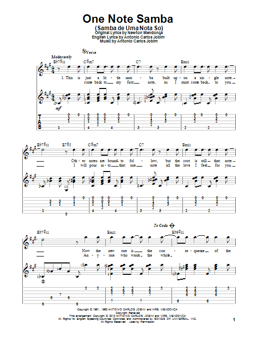 Produktgalerie: Seite 1 von 1 One Note Samba (Samba De Uma Nota So), Antonio Carlos Jobim, Gitarre