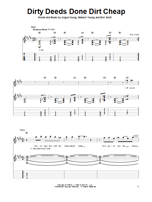Produktgalerie: Seite 1 von 1 Dirty Deeds Done Dirt Cheap, AC/DC, Gitarre