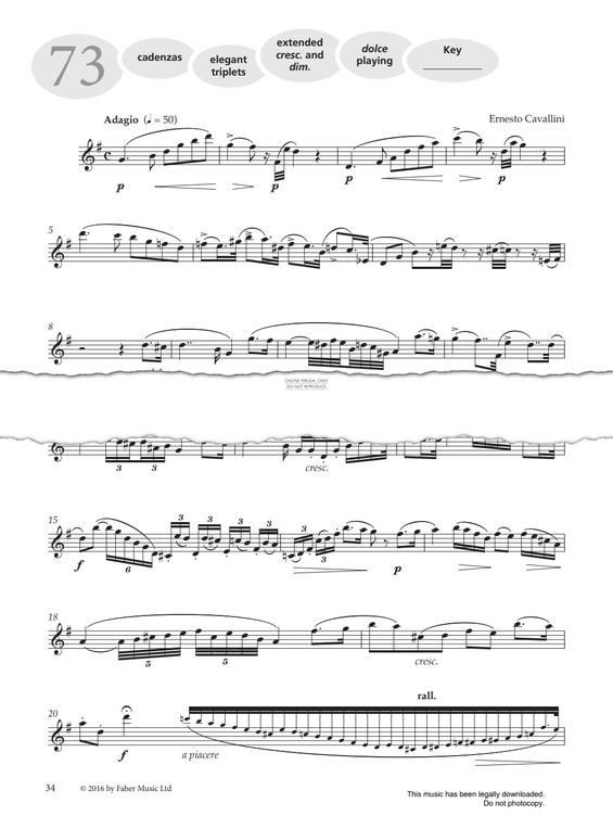 gallery: Study No.73 'Adagio' (from 'More Graded Studies For Saxophone Book Two'), Ernesto Cavallini, Saxophon