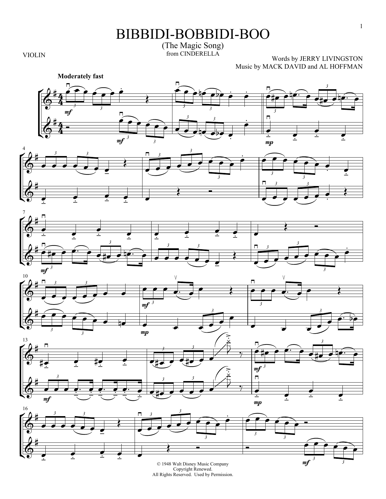 Product gallery: Page 1 of 1 Bibbidi-Bobbidi-Boo (The Magic Song) (from Cinderella), Verna Felton
