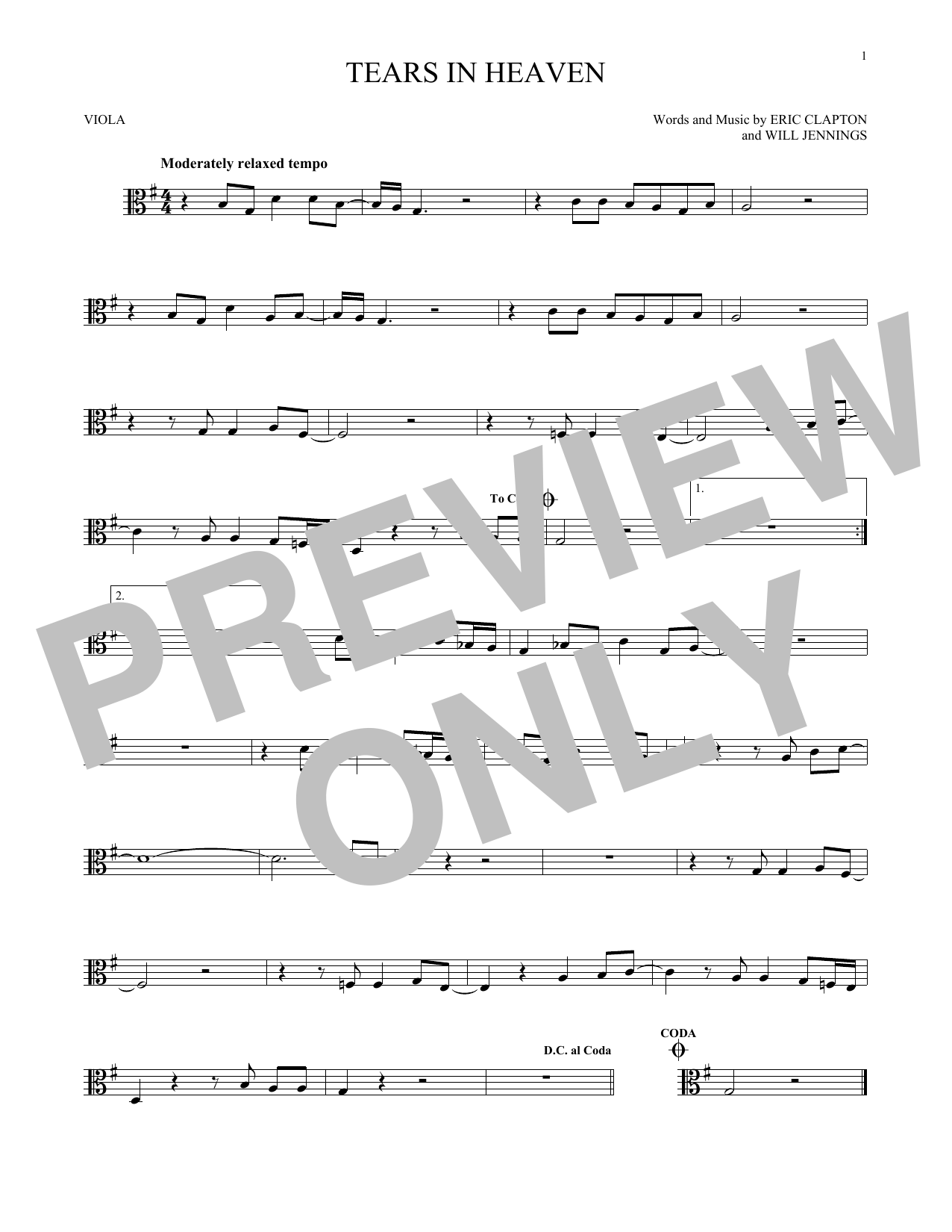 Product gallery: Page 1 of 1 Tears In Heaven, Eric Clapton