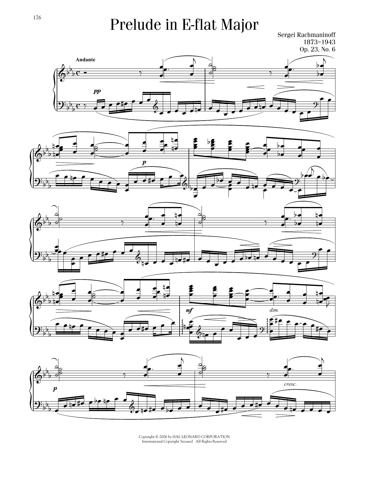 Product picture to: Prelude In E-Flat Major, Op. 23, No. 6