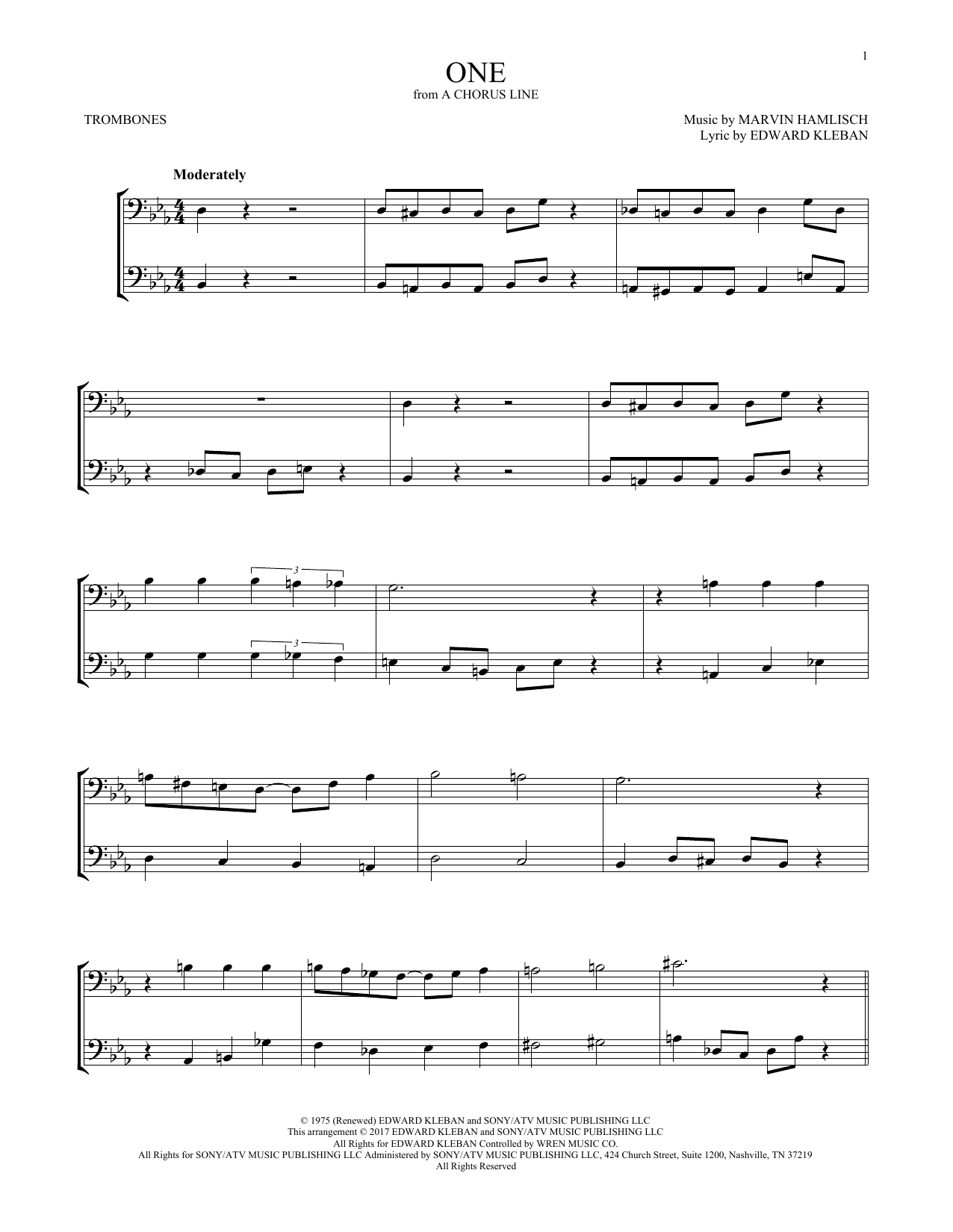 Product gallery: Page 1 of 1 One (from A Chorus Line), Marvin Hamlisch