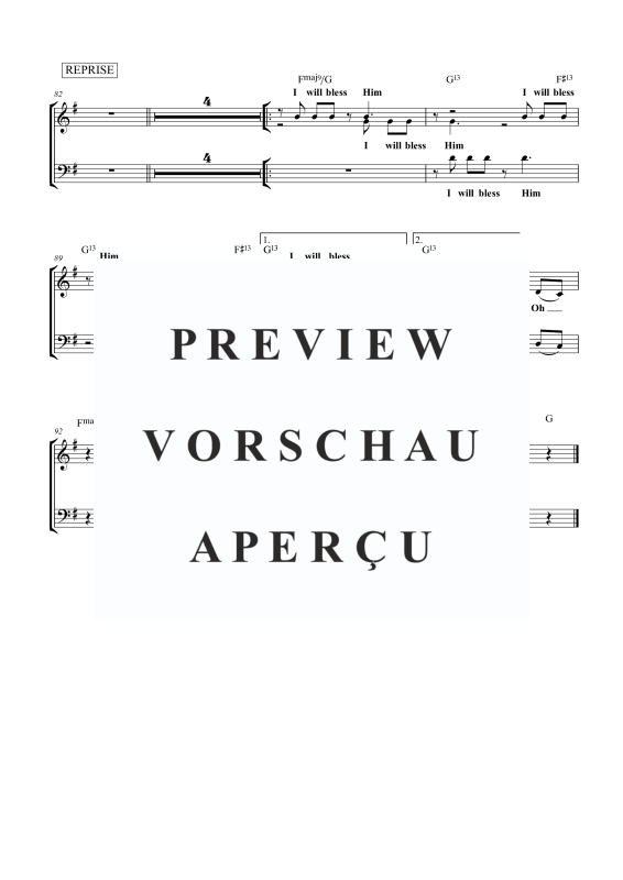 gallery: I Will Bless the Lord, , Gemischter Chor SAM/Solo opt. und Klavier