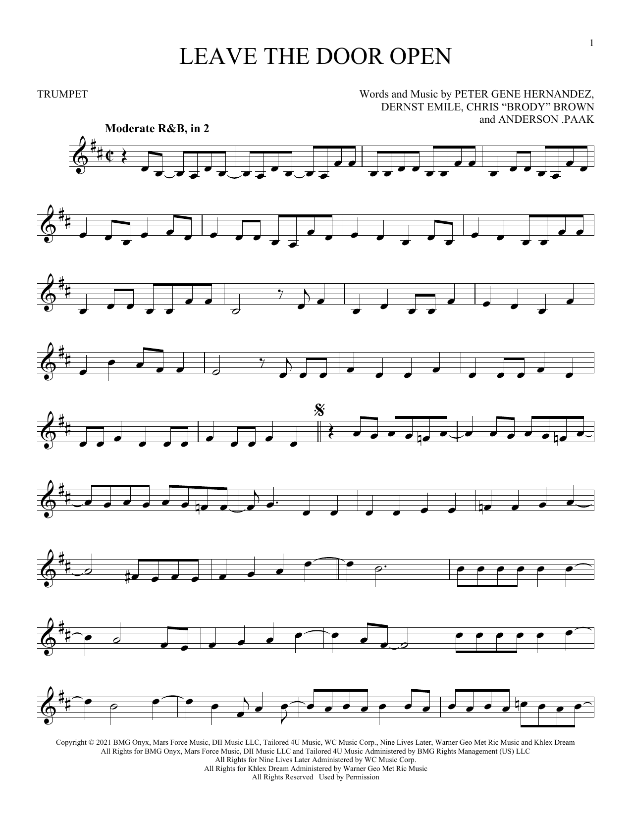 Produktgalerie: Seite 1 von 1 Leave The Door Open, Silk Sonic, Trompete