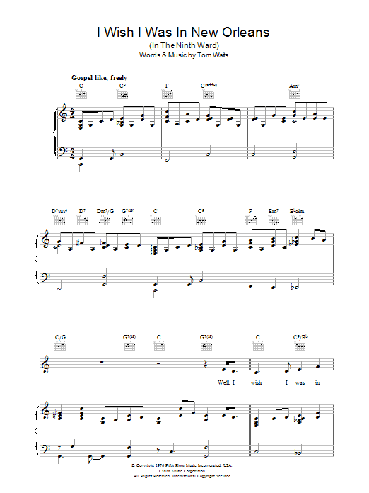 Produktgalerie: Seite 1 von 1 I Wish I Was In New Orleans, Tom Waits, Gesang, Gitarre, Klavier