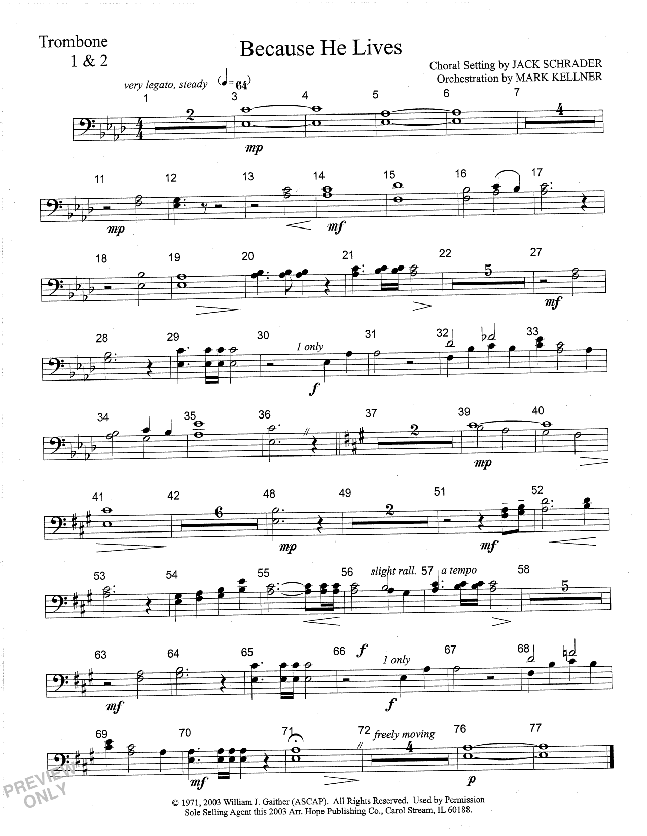 Product picture to: Because He Lives - Trombone 1 & 2