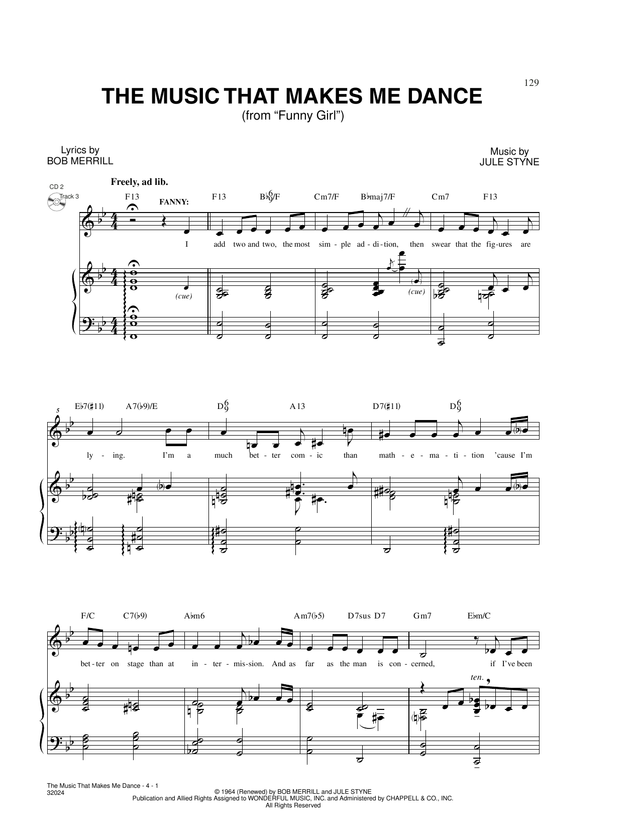 Produktgalerie: Seite 1 von 1 The Music That Makes Me Dance (from Funny Girl), Bob Merrill & Jule Styne, Gesang, Klavier