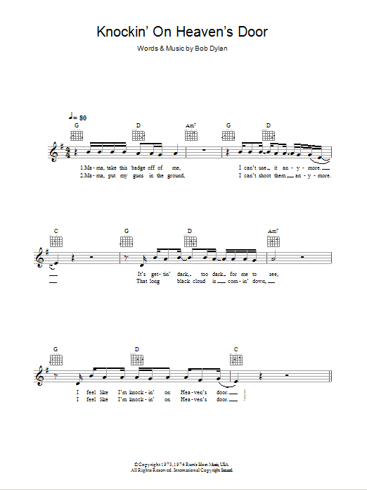Produktgalerie: Seite 1 von 1 Knockin' On Heaven's Door, Bob Dylan, Melodieinstrument