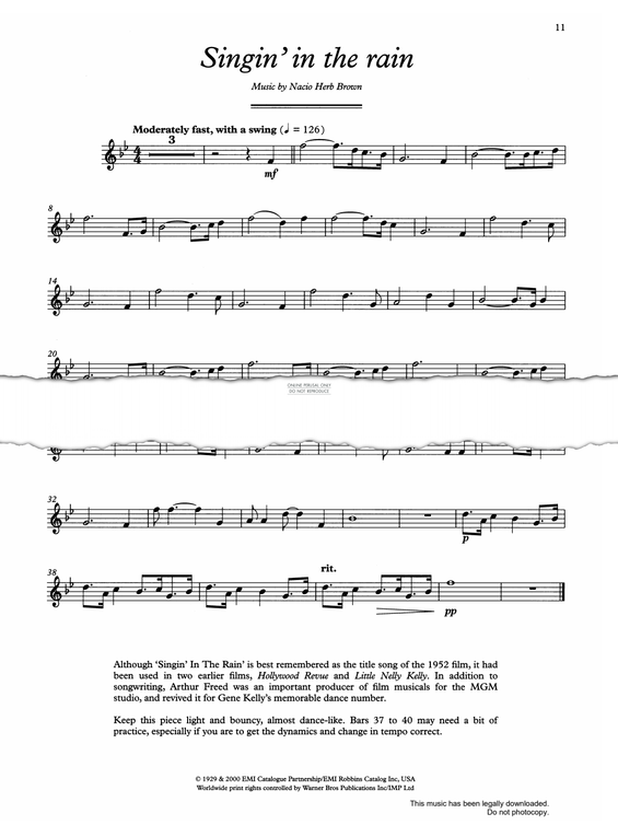 Produktgalerie: Seite 1 von 1 Singin' In The Rain (from 'Singin' In The Rain'), Nacio Herb Brown, Flöte, Klavier