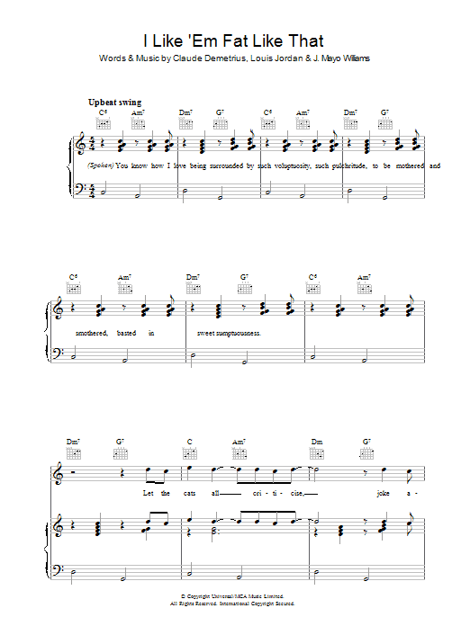 Produktgalerie: Seite 1 von 1 I Like 'em Fat Like That, Louis Jordan, Gesang, Gitarre, Klavier