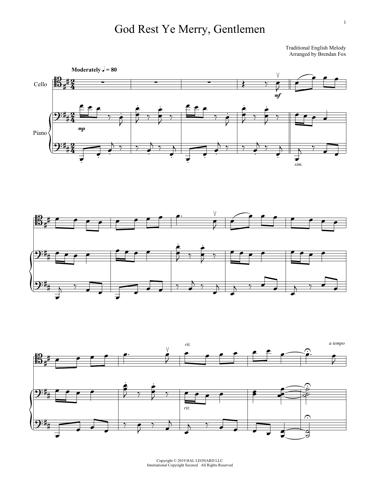 Produktgalerie: Seite 1 von 1 God Rest Ye Merry, Gentlemen, Christmas Carol, Klavier, Violoncello