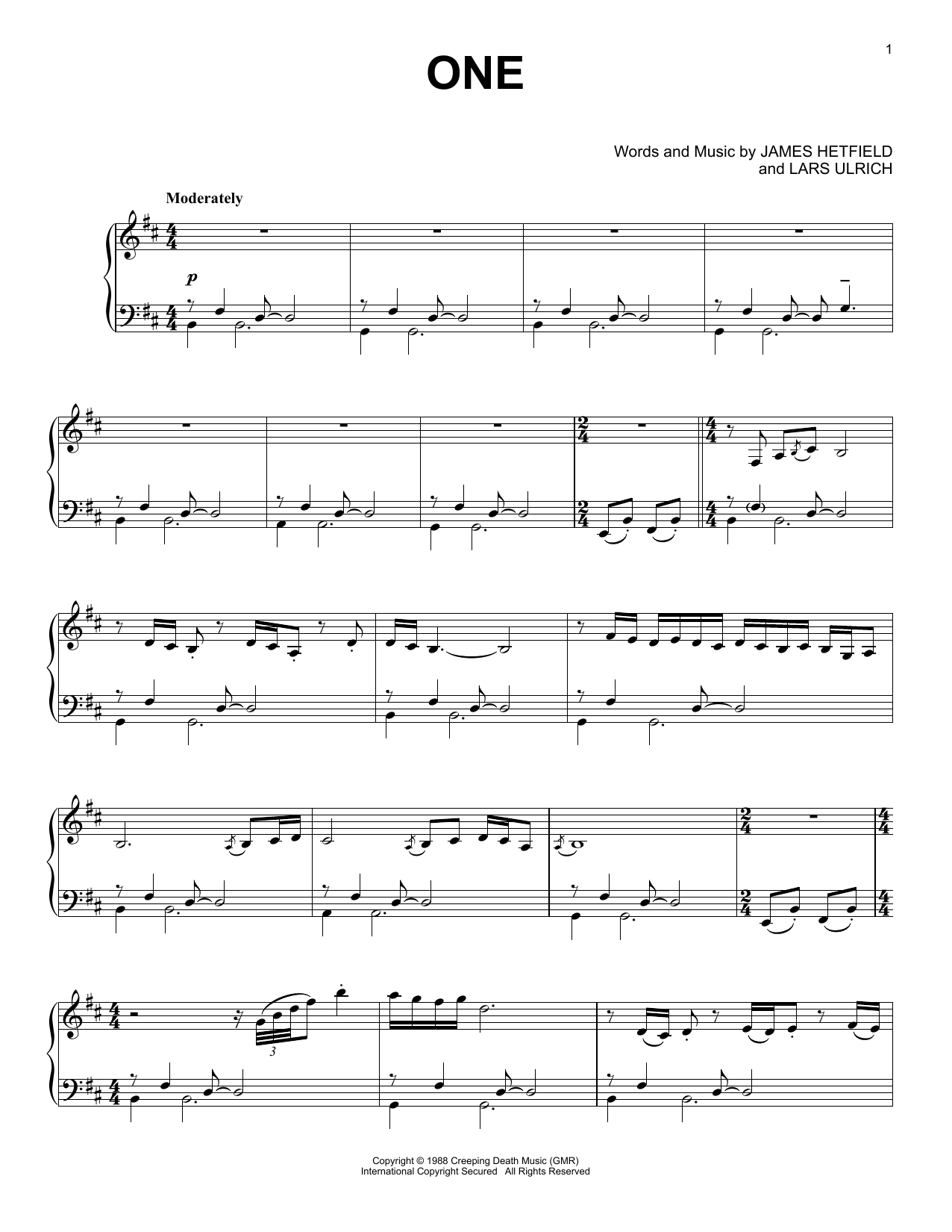 Produktgalerie: Seite 1 von 1 One, Metallica, Klavier