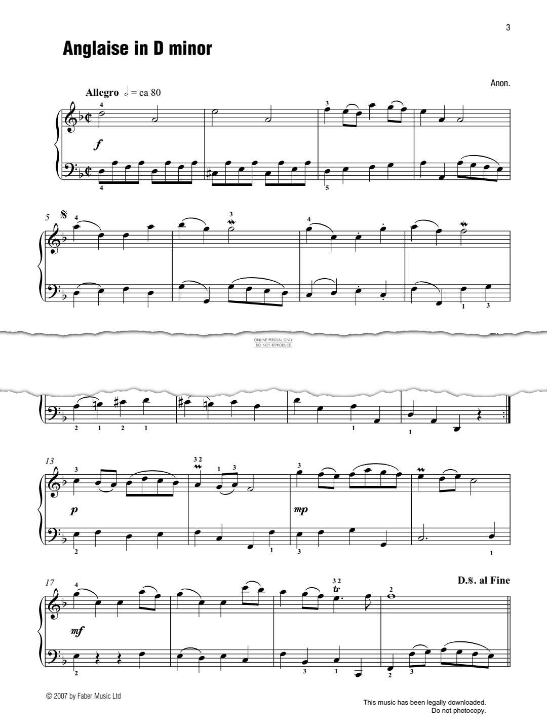 Produktgalerie: Seite 1 von 1 Anglaise in D Minor (Best of Grade 3 Piano), Anon, Klavier