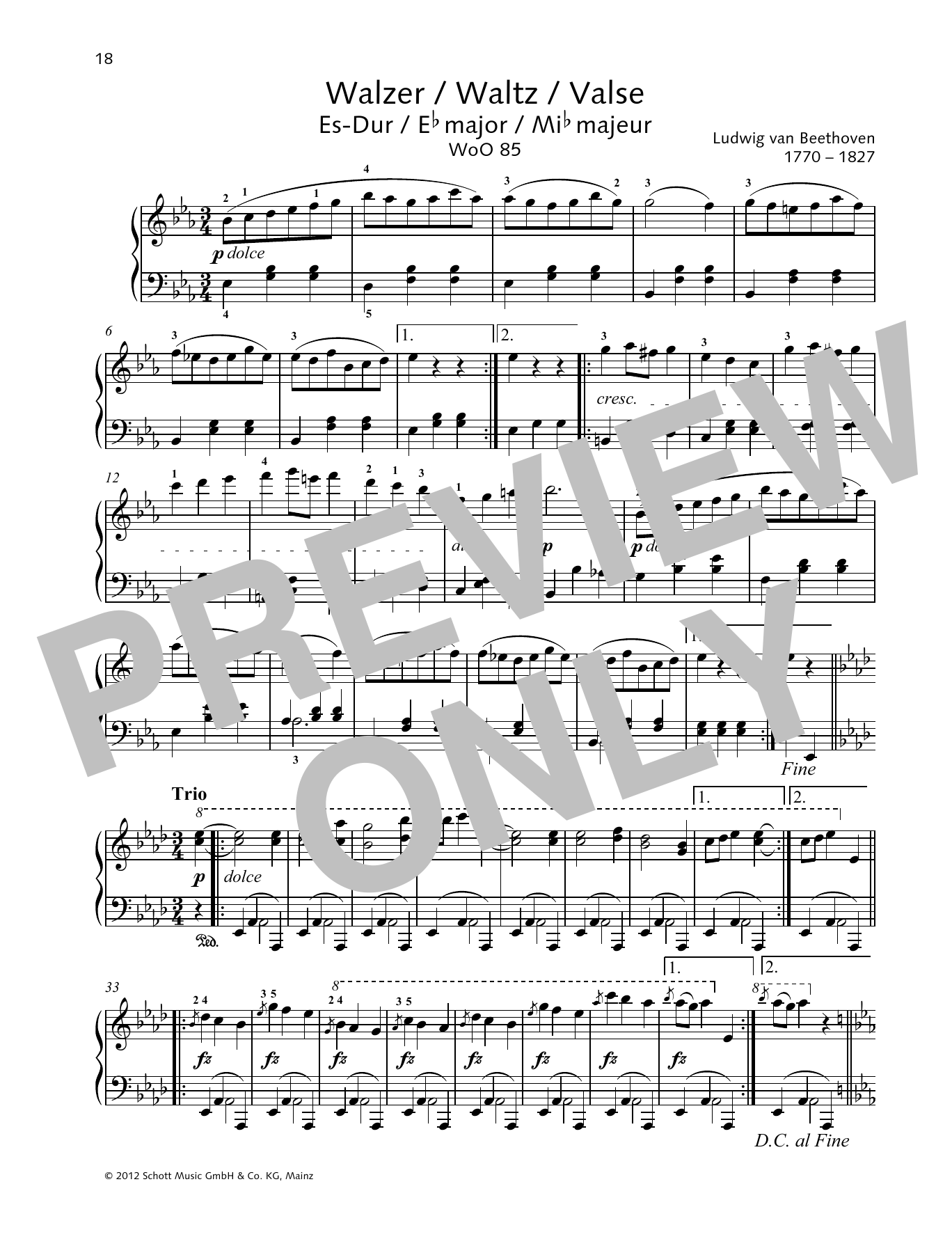 Product gallery: Page 1 of 1 Waltz E-flat major, Ludwig van Beethoven