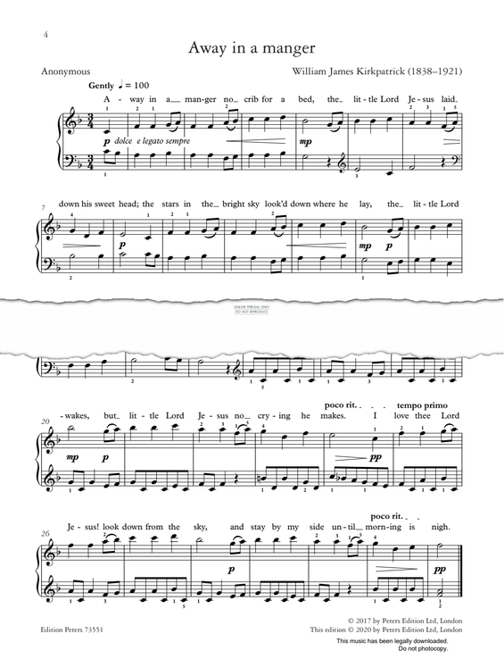 Produktgalerie: Seite 1 von 1 Away In A Manger, W. J. Kirkpatrick, Gesang, Klavier