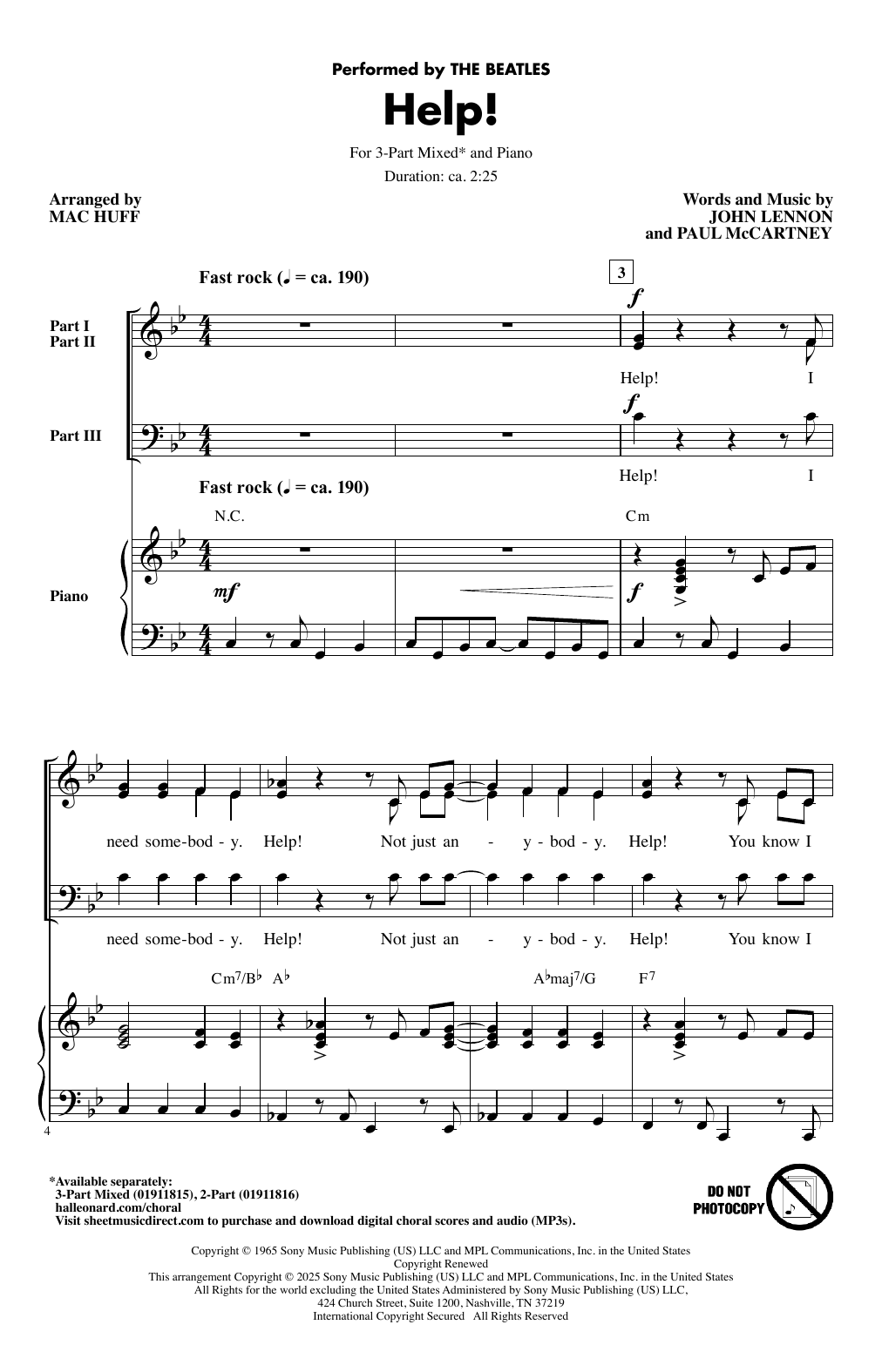 Produktgalerie: Seite 1 von 1 Help! (arr. Mac Huff), The Beatles, Chor