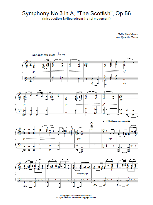 Product gallery: Page 1 of 1 Symphony No.3 in A, 'The Scottish', Op.56 (Introduction & Allegro from the 1st movement), Felix Mendelssohn