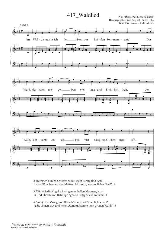 Product picture to: Waldlied Aus "Deutsches Liederlexikon" A. Härtel (1865)