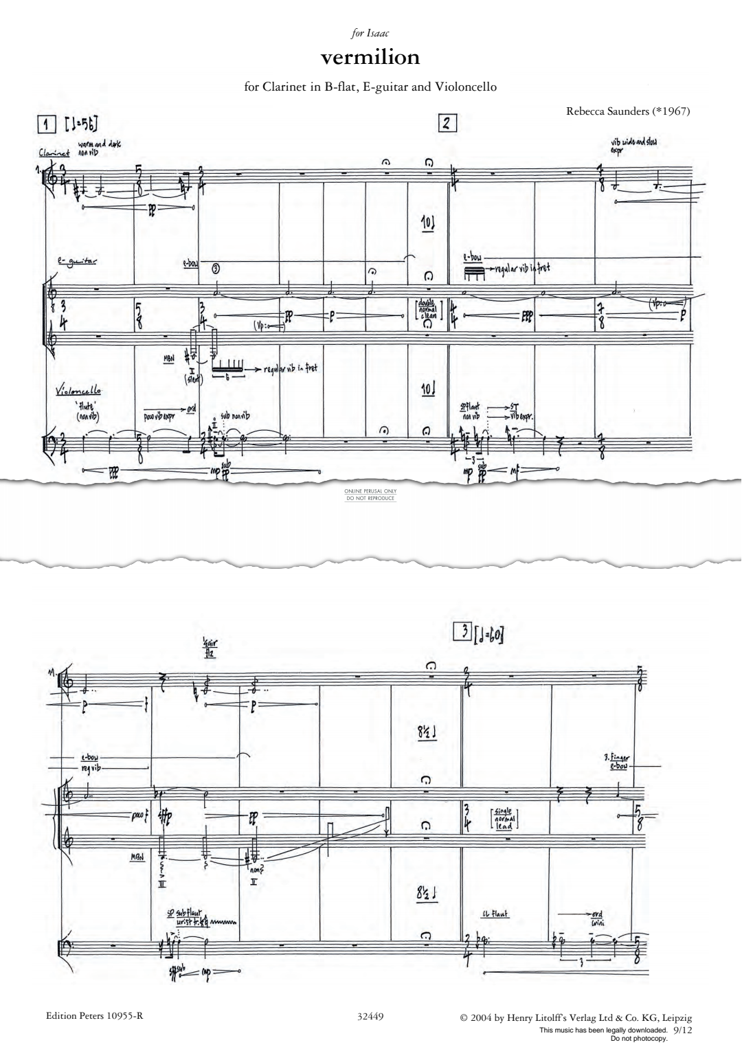 Produktgalerie: Seite 1 von 1 Vermilion, Rebecca Saunders, Gitarre, Klarinette, Violoncello