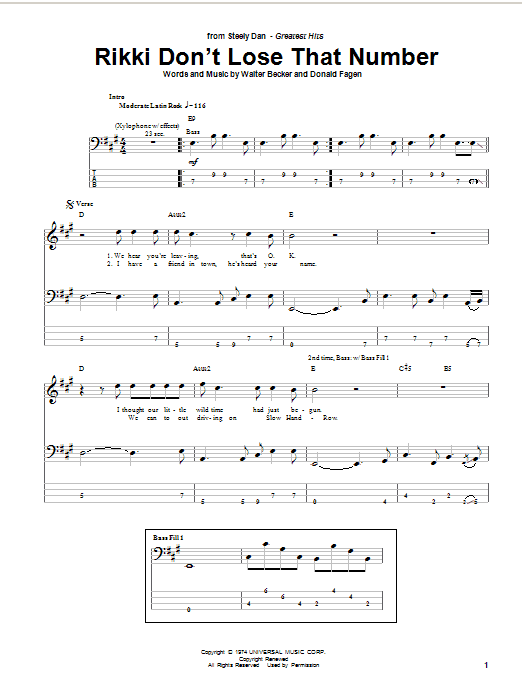 Produktgalerie: Seite 1 von 1 Rikki Don't Lose That Number, Steely Dan, E-Bass