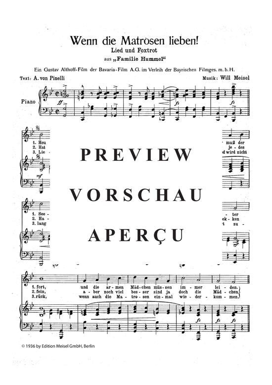 Produktgalerie: Seite 3 von 3 Wenn die Matrosen lieben, , Klavier und Gesang