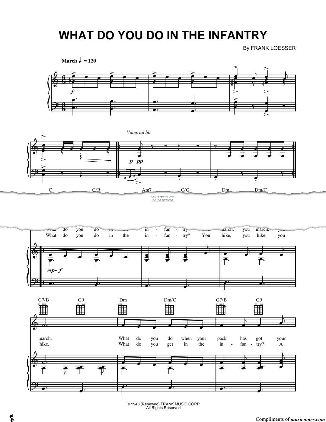 Produktgalerie: Seite 1 von 1 What Do You Do In The Infantry, Frank Loesser, Gesang, Gitarre, Klavier