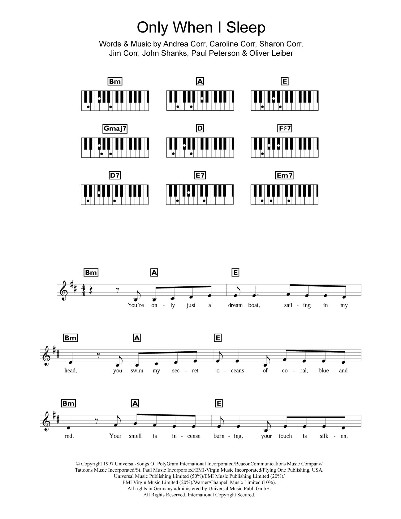 Produktgalerie: Seite 1 von 1 Only When I Sleep, The Corrs, Klavier