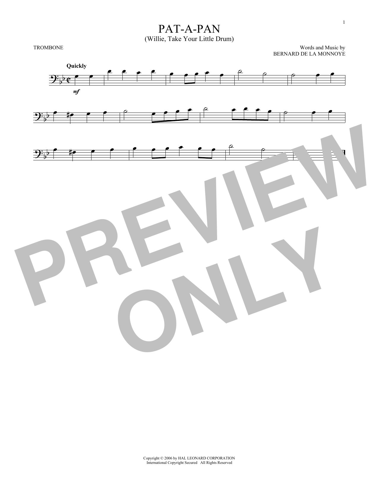 Product gallery: Page 1 of 1 Pat-A-Pan (Willie, Take Your Little Drum), Bernard de la Monnoye