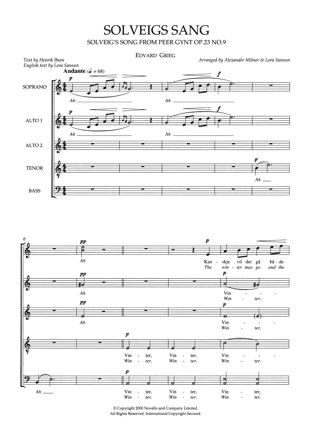 Produktbild zu: Solveig's Song (From 'Peer Gynt Suite No. 2') (arr. Alexander Milner and Lora Sansun)