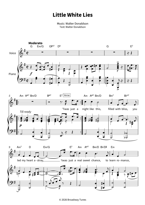 Produktgalerie: Seite 1 von 8 Little White Lies - Timeless Tin Pan Alley Classic - Vocal & Piano in G Major with Lyrics, , Gesang und Klavier