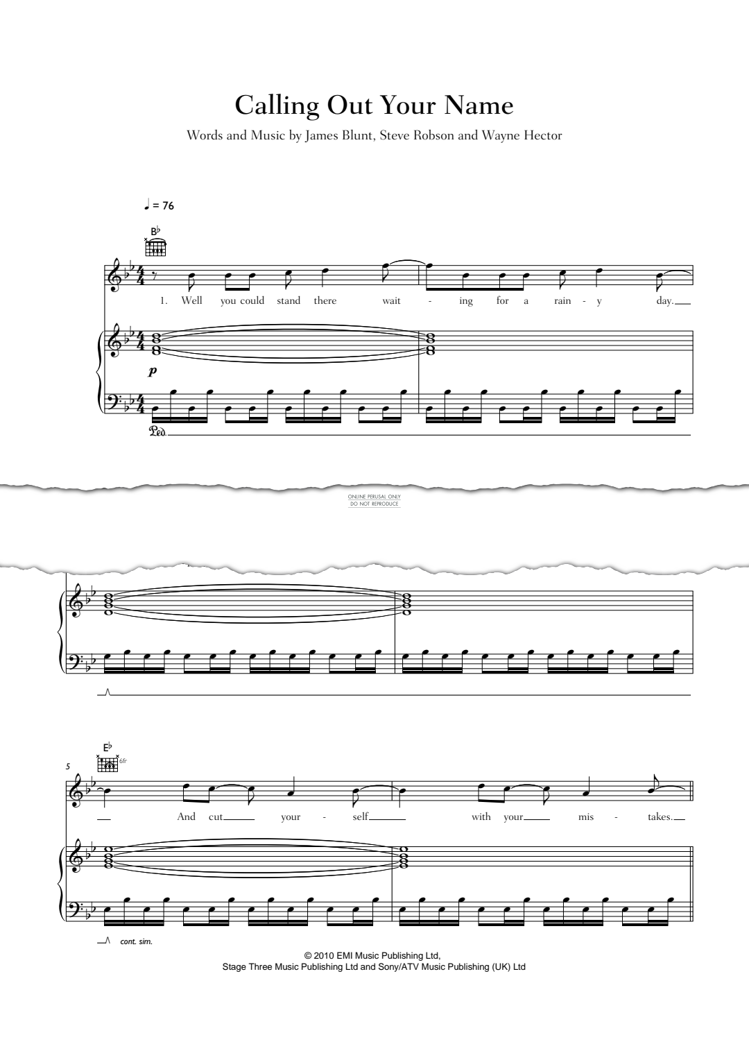Produktgalerie: Seite 1 von 1 Calling Out Your Name, James Blunt, Gesang, Gitarre, Klavier