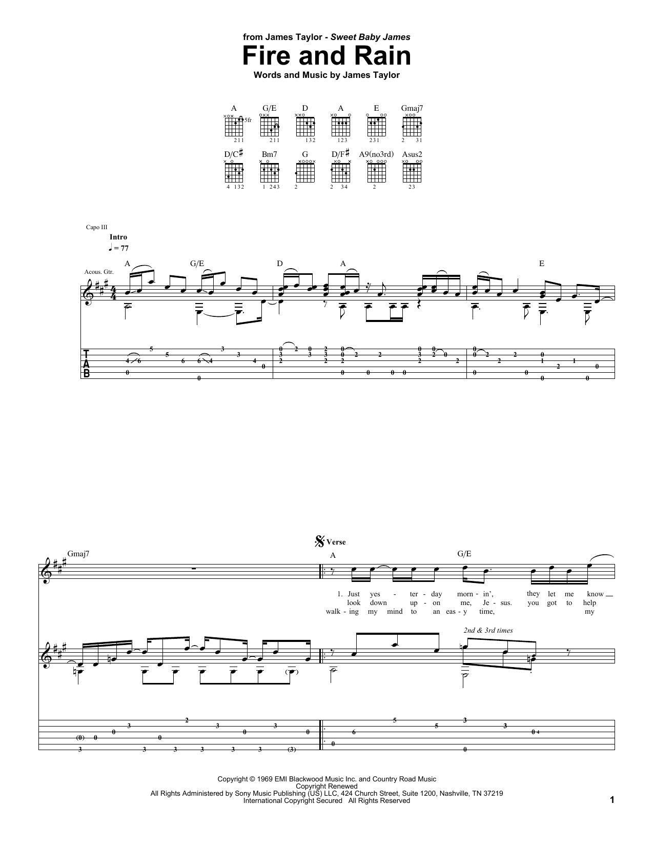 Product gallery: Page 1 of 1 Fire And Rain, James Taylor