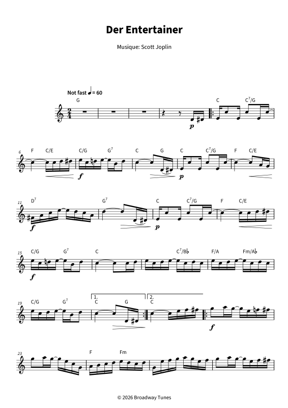 Produktgalerie: Seite 1 von 6 L´Artiste - The Entertainer - A Ragtime Two Step, , Violon Solo - Leadsheet